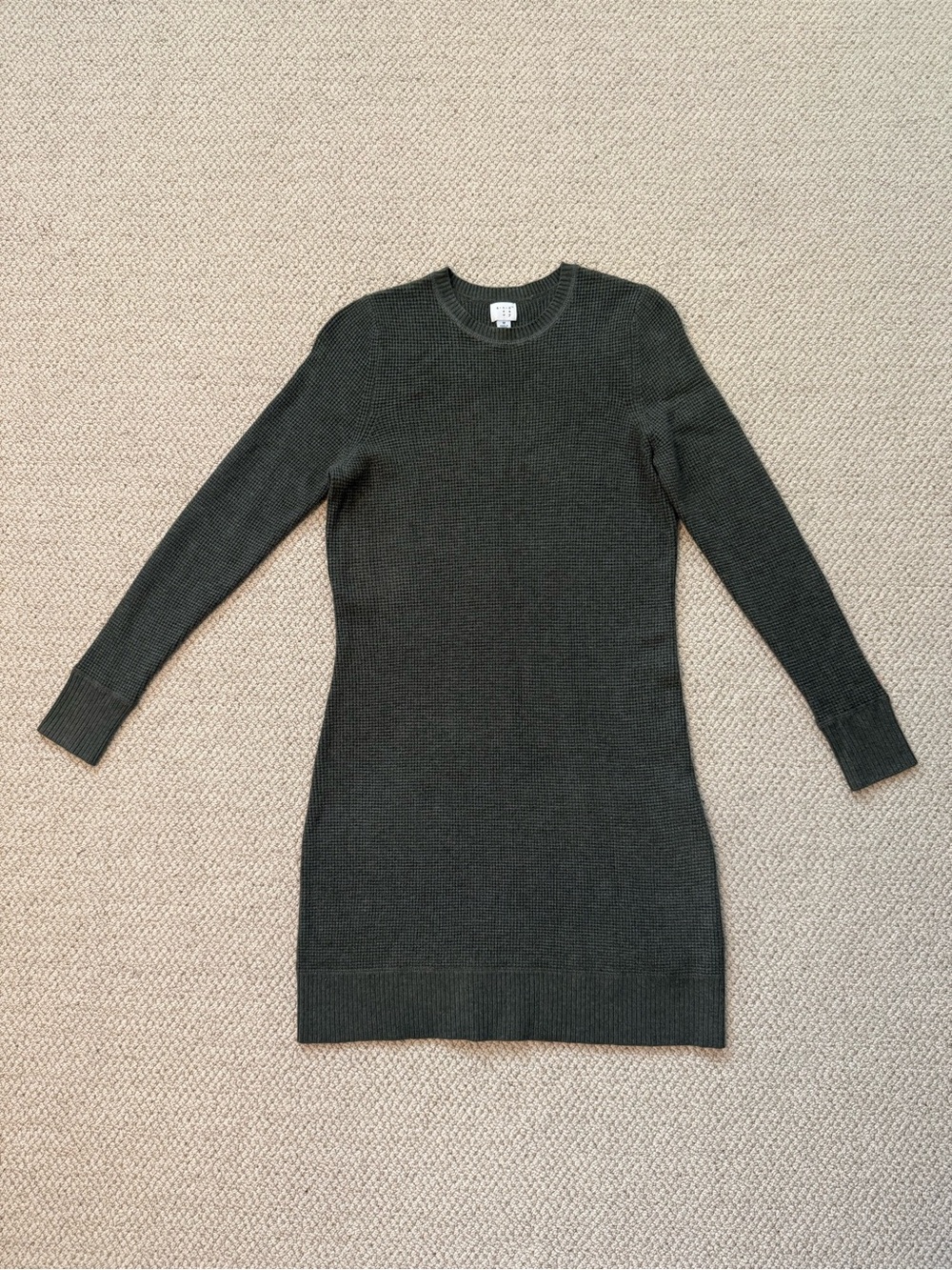 a new day Dark Olive Green Long Sleeve Knit Mini Dress